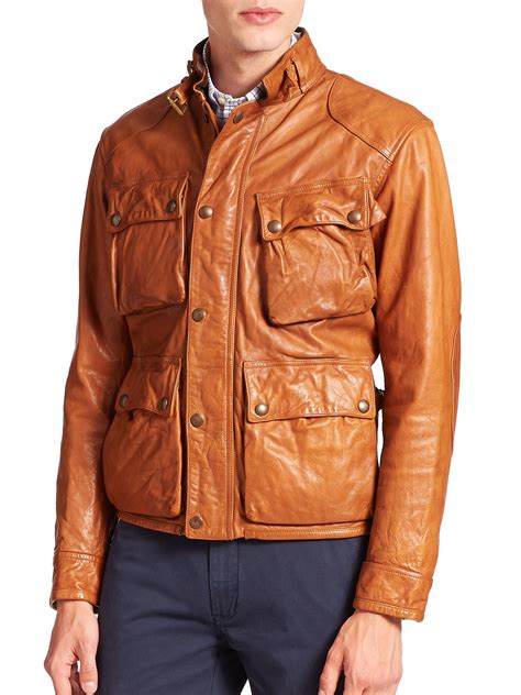 ralph lauren leather jacket men's